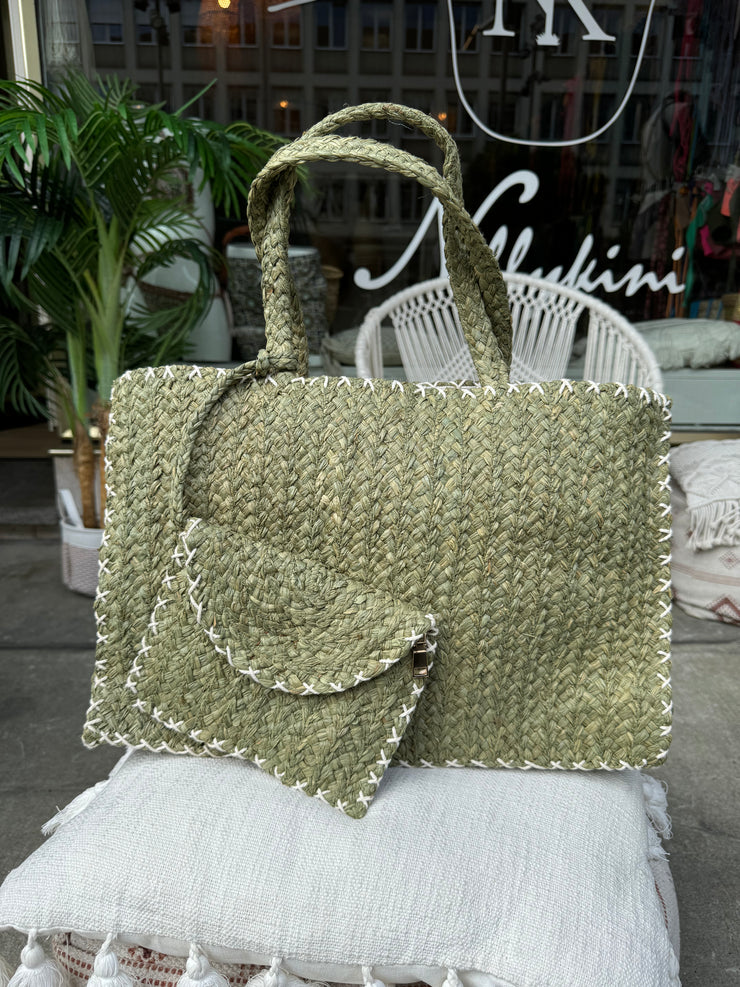Olive Straw Bag